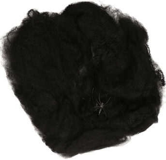 Decoratie spinnenweb/spinrag met spinnen - 2x - 20 gram - zwart - Halloween/horror versiering