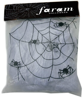 Decoratie spinnenweb/spinrag met spinnen - 50 gram - wit - Halloween/horror versiering