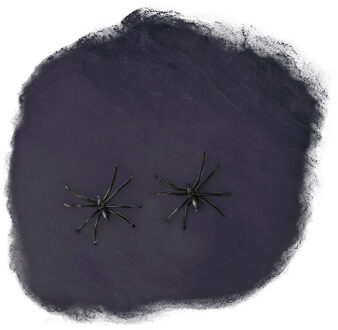 Decoratie spinnenweb/spinrag met spinnen - 60 gram - zwart - Halloween/horror versiering
