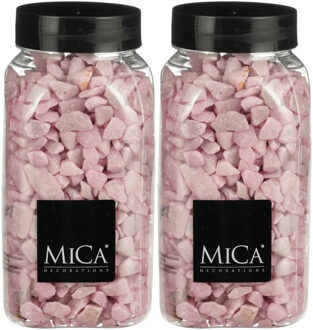 decoratie steentjes - 2x - roze - 1 kilo - 650ml