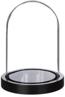 Decoratie stolp - glas - houten zwart plateau - D12 x H16 cm