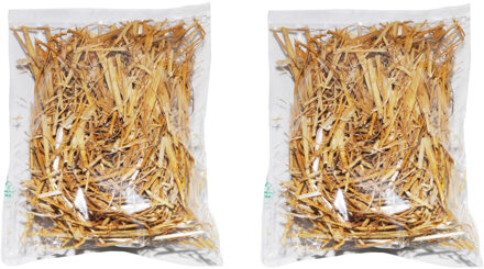 Decoratie stro - 2x zakjes - zakje 14 x 20 cm - grof - hobby materiaal - kerststal stro Beige