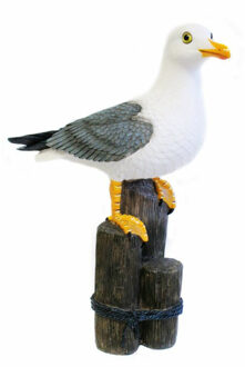 Decoratie Tuin/huis beeldje vogel - zeemeeuw - polystone - 50 cm - Maritiem