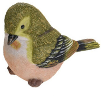 Decoratie Tuinbeeld vogeltje - groenling - polystone - 12 cm