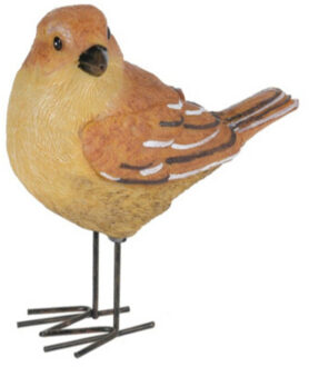 Decoratie Tuinbeeld vogeltje - lijster - metaal - 10 cm - Tuinbeelden