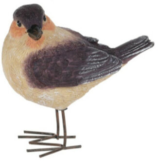 Decoratie Tuinbeeld vogeltje - mees - metaal - 10 cm - Tuinbeelden Grijs