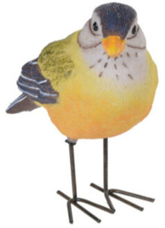 Decoratie Tuinbeeld vogeltje - putter - metaal - 10 cm - Tuinbeelden Oranje