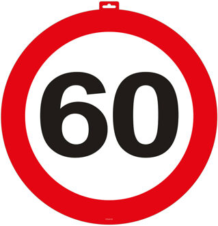 Decoratie verkeersbord 60 jaar - 47 cm - karton - deurbord - 60e verjaardag versiering
