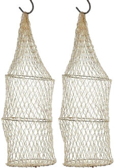 Decoratie visnet - 2x stuks - met 3 ringen - 16 x 48 cm - vissers fuik - Siernet - nautisch net