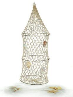Decoratie visnet - 3 ringen - vissers fuik - 16 x 50 cm - maritieme deco Beige