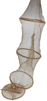 Decoratie visnet/vissers fuik met 4 ringen 120 cm - Maritieme woonaccessoires - Visfuiken Beige