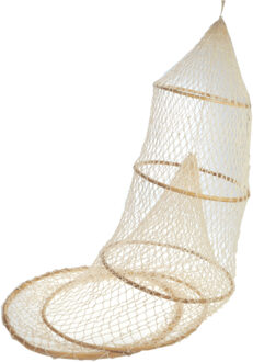 Decoratie Vissers fuik met 5 ringen - naturel - 125 x 37 cm - maritieme decoraties - vissers