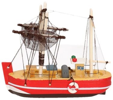 Decoratie vissersboot rood 14 cm - Action products