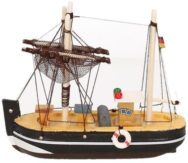 Decoratie vissersboot zwart 14 cm Multi