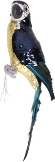 Decoratie vogel papegaai - paars - 40 cm - Decoratie beeld/dierenbeeld Blauw