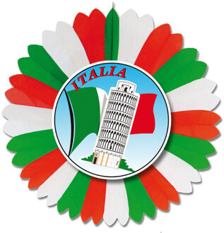 Decoratie waaier thema vlag Italie van 60 cm van papier