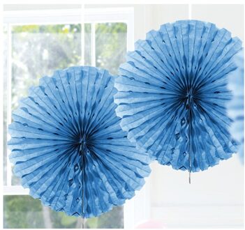 Decoratie waaier van papier - Honeycomb - lichtblauw - Dia 45 cm - Feest versiering