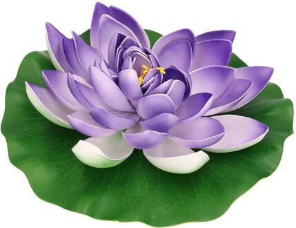 Decoratie waterlelie drijvend - 1x - lila paars - kunststof - 26 cm - Kunstbloemen