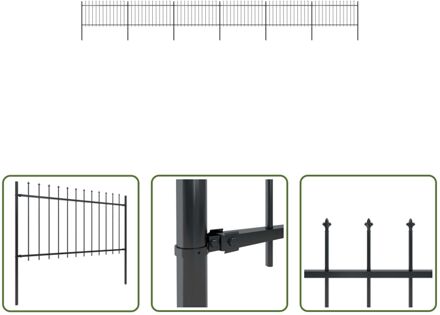 Decoratief Stalen Tuinhek - 10.2 meter - Zwart - 6 Schuttingpanelen en 7 Palen