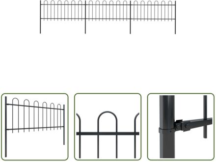 Decoratief Stalen Tuinhek - 510 x 130 cm - Zwart - 3 Schuttingpanelen - 4 Palen - Robuust