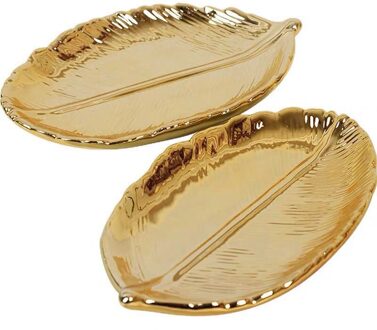 Decoratieve Bladgoud Keramische Plaat Schotel Porselein Snoep Trinket Dish Sieraden Fruit Dienblad Opslag Plaat Servies Servies