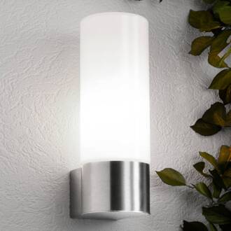 Decoratieve buitenwandlamp Cala, zonder sensor roestvrij staal mat, opaal