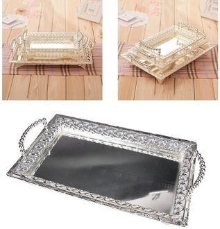 Decoratieve Fruitschaal Dessert Gedroogde Rack Groente Thuis Keuken Aanrecht zilver 41x25cm