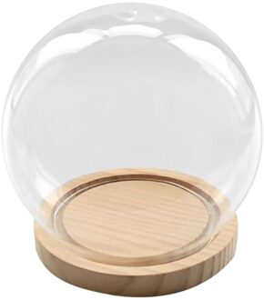 Decoratieve Glazen Bel Met Houten Vloer, Transparant Glas Container Micro-Landschap Tuin Diy Terrarium Container Decoratie
