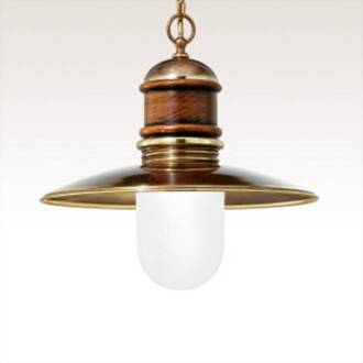 Decoratieve hanglamp Faro 36 cm wit, messing, bruin