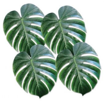 Decoratieve hawaii thema palm bladeren 4x stuks - Feestdecoratievoorwerp