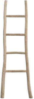 Decoratieve Ladder Roel - Teakkleur - 160x55x5 Cm - Teakhout - Bruin