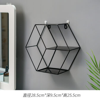 Decoratieve metalen opknoping plank ronde zeshoekige opslag stand planken thuis wanddecoratie bloempot staande WJ120713 B-zwart