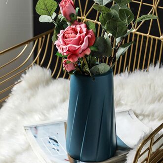 Decoratieve Plastic Bloem Vaas Droge Bloem Arragenment Pot Voor Bruiloft Decoratie blauw stijl 3