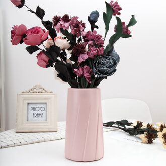 Decoratieve Plastic Bloem Vaas Droge Bloem Arragenment Pot Voor Bruiloft Decoratie roze stijl 3