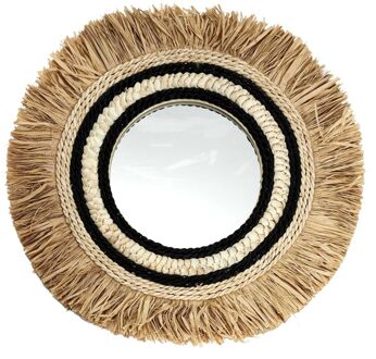 Decoratieve Spiegel Rond met Raffia Lijst 58 cm - Bruin