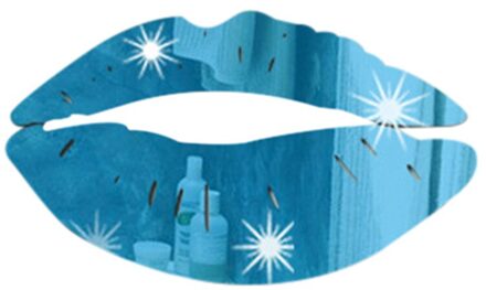 Decoratieve Spiegel Sticker Verwijderbare Lippen Spiegel Muurstickers Decal Kunst Pvc Thuis Kamer Decoratie Diy Kamer Badkamer blauw