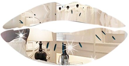 Decoratieve Spiegel Sticker Verwijderbare Lippen Spiegel Muurstickers Decal Kunst Pvc Thuis Kamer Decoratie Diy Kamer Badkamer zilver