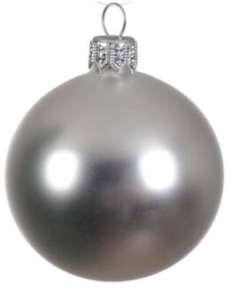 Decoris 1 Glazen kerstbal mat 15 cm zilver