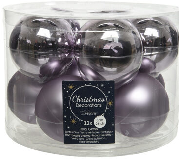Decoris 10x Lila paarse glazen kerstballen 6 cm glans en mat