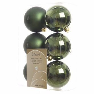 Decoris 12-delige kerstballen set groen 8 cm - Kerstbal