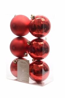 Decoris 12-delige kerstballen set rood - Kerstbal