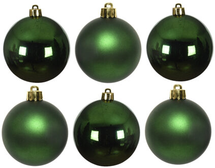 Decoris 12x Donkergroene glazen kerstballen 8 cm glans en mat