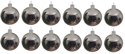 Decoris 12x Glazen kerstballen glans zilver 10 cm kerstboom versiering/decoratie - Kerstbal Zilverkleurig