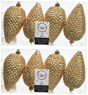 Decoris 12x Gouden dennenappels kerstballen 12 cm - Glitter - Onbreekbare plastic kerstballen - Kerstboomversiering goud