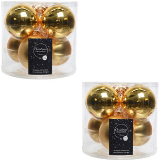 Decoris 12x Gouden glazen kerstballen 8 cm glans en mat - Kerstbal Goudkleurig
