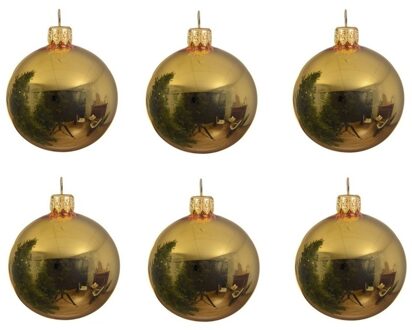 Decoris 12x Gouden glazen kerstballen 8 cm glans