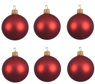 Decoris 12x Kerst rode glazen kerstballen 8 cm mat - Kerstbal Rood