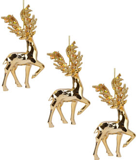 Decoris 12x Kerstboomhangers gouden rendieren 16 cm kerstversiering