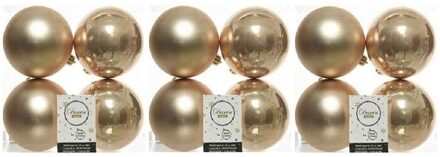 Decoris 12x Kunststof kerstballen glanzend/mat donker parel/champagne 10 cm kerstboom versiering/decoratie - Kerstbal Champagnekleurig