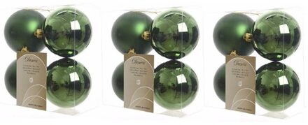 Decoris 12x Kunststof kerstballen glanzend/mat donkergroen 10 cm kerstboom versiering/decoratie - Kerstbal